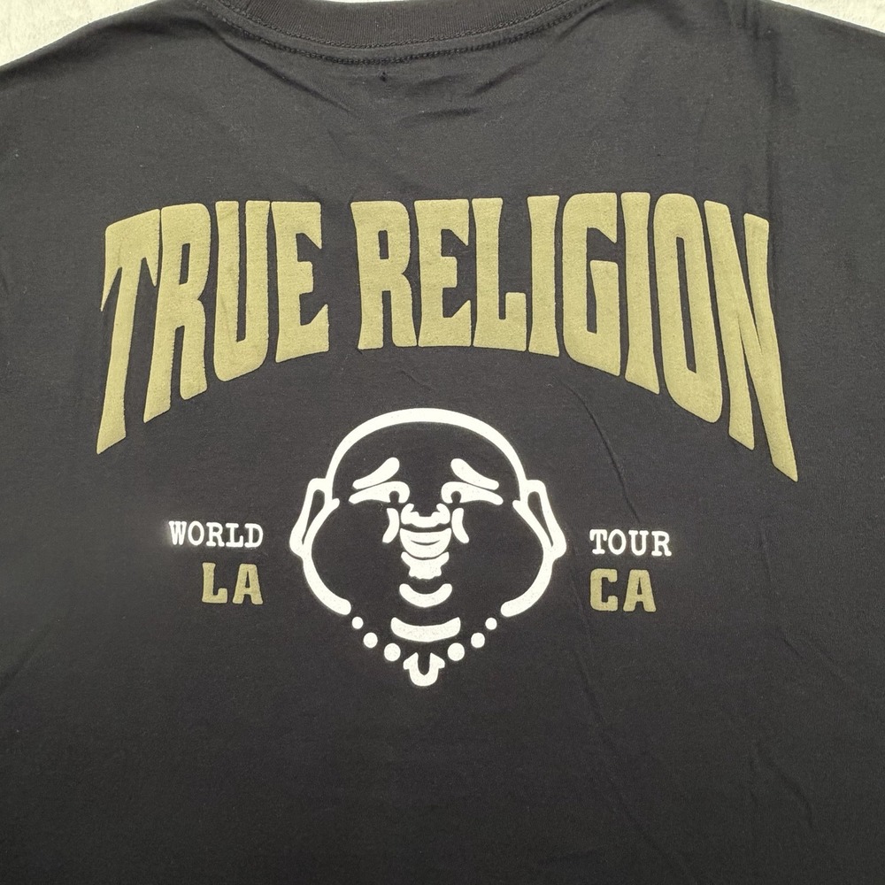True Religion Buddha World Tour Black T Shirt Size 2XL Mens Retail $62
